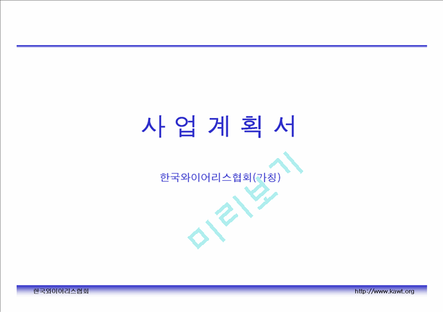 한국와이어리스협회 무선인터넷 사업계획서   (1 )